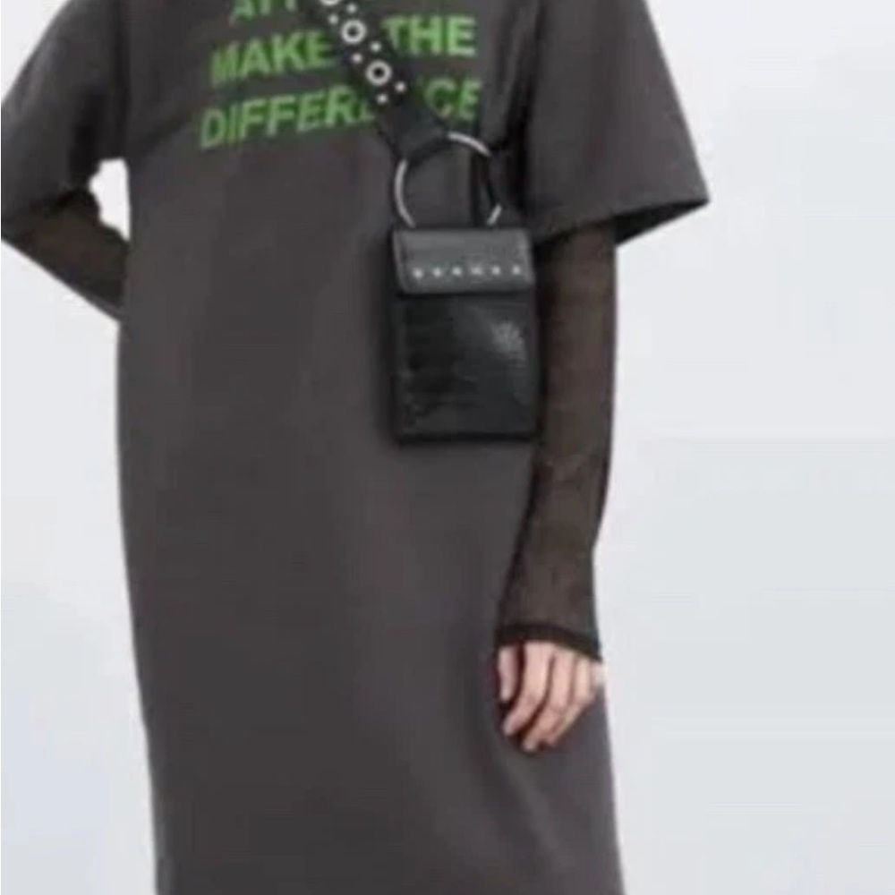 Zara Dark Grey Graphic Maxi Dress with White Text